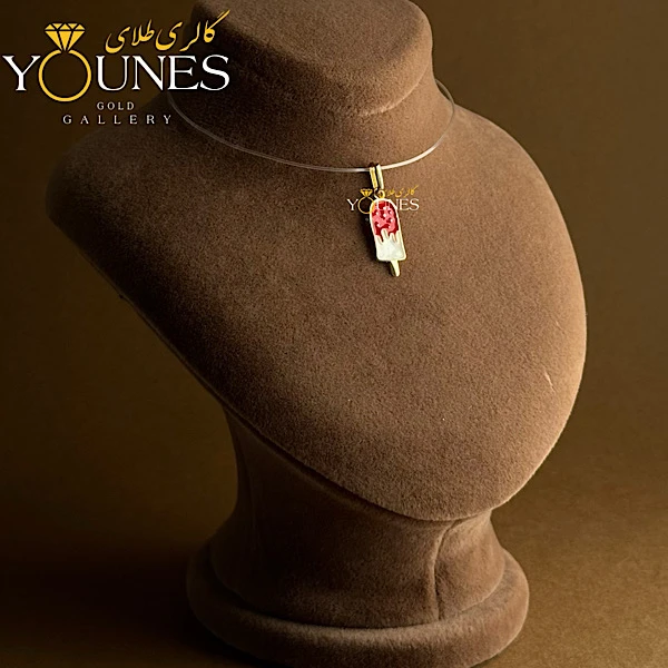 آویز طلا میناکاری بستنی قرمز